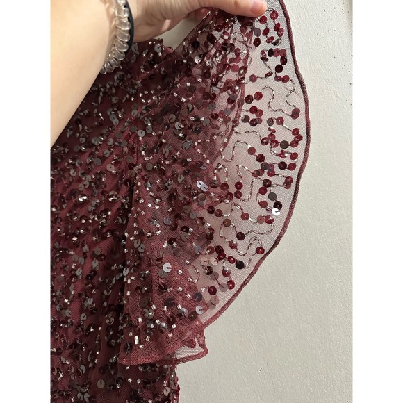 Elegant Burgundy Sequin Dress - Picture 15 of 16